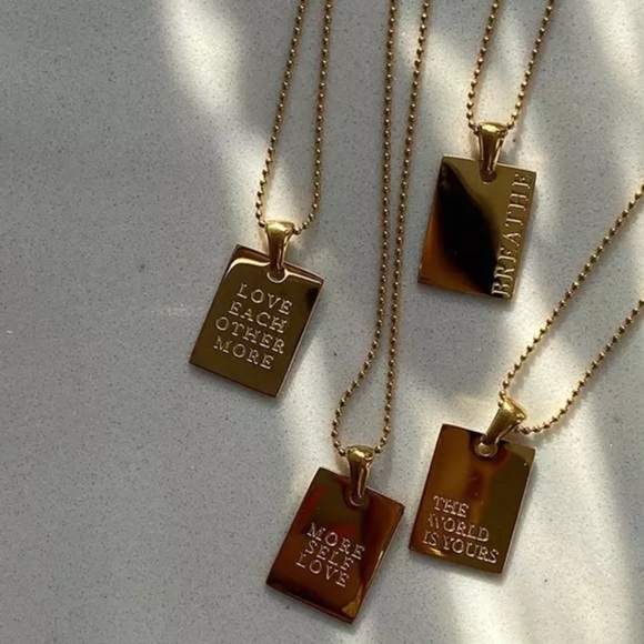 NEW 18K GOLD ENGRAVED LETTERS BEADS CHAIN NECKLACE, NICE NECKLACE, CUTE NECKLACE - Picture 5 of 7